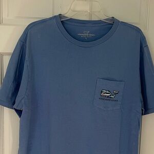 Vineyard Vines Pocket Tee in Dusty Blue with Whale